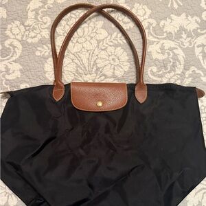 Longchamp Black and Brown Tote Bag
